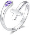 925 Silver Cross Open End Couple Rings