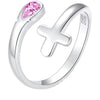 925 Silver Cross Open End Couple Rings