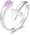 925 Silver Cross Open End Couple Rings