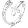 925 Silver Cross Open End Couple Rings