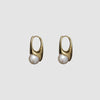 EA Ins Style French Retro Copper Plating 18K Real Gold Inlaid Pearl Ear Clip