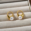 EA Ins Style French Retro Copper Plating 18K Real Gold Inlaid Pearl Ear Clip