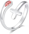 925 Silver Cross Open End Couple Rings